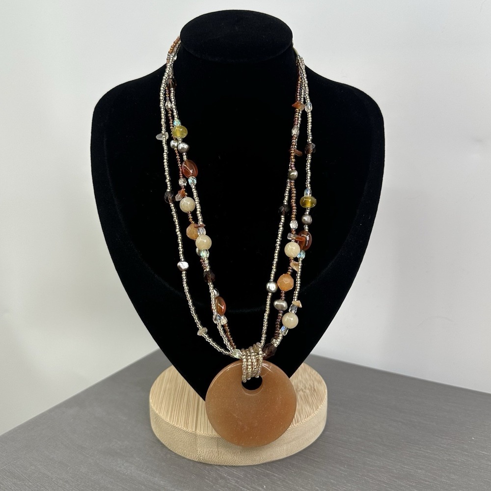 Lia Sophia‎ Pumpkin Spice Genuine Aventurine  Necklace Boho Bold - Picture 8 of 8
